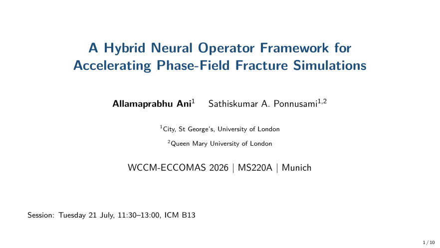Title slide for Allamaprabhu Ani's WCCM-ECCOMAS 2026 presentation